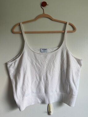 Old Navy XXL White Cropped Ribbed-Hem Tank